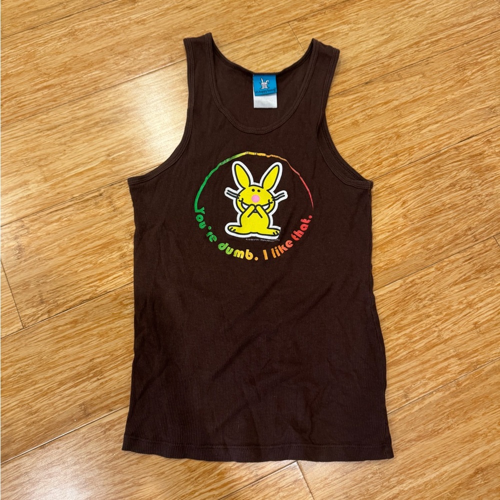It’s Happy Bunny Brown graphic “you’re dumb. I like that” tank top